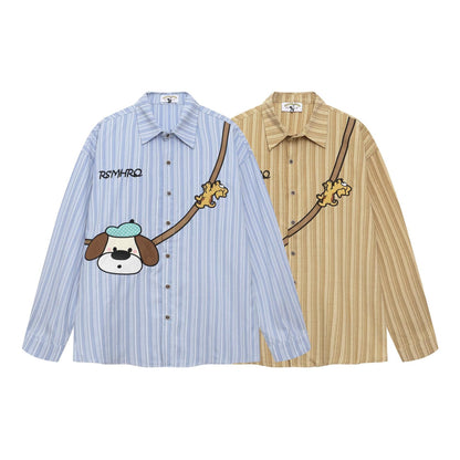 Cartoon vertical stripe versatile retro shirt for men and women | MuddyStock Originals