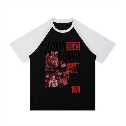Contrast Raglan Sleeve Mesh T-Shirt For Men | MuddyStock Originals Black with White