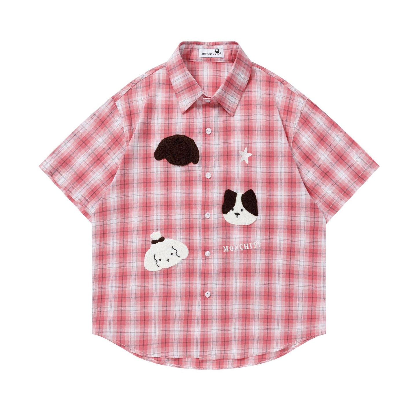 Cute Cartoon Printed Short Sleeve Shirt For Women | MuddyStock Originals Pink