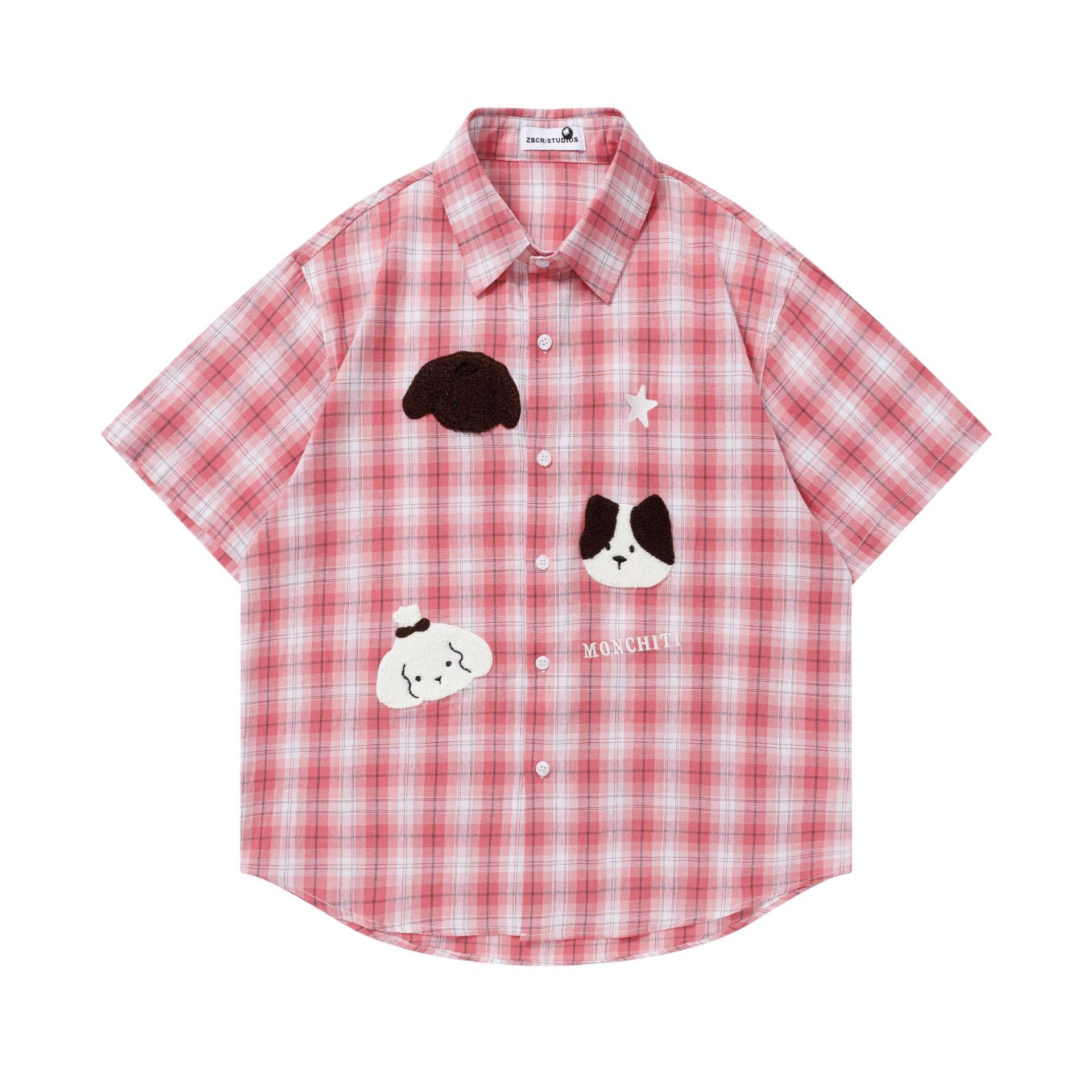 Cute Cartoon Printed Short Sleeve Shirt For Women | MuddyStock Originals Pink