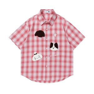 Cute Cartoon Printed Short Sleeve Shirt For Women | MuddyStock Originals Pink