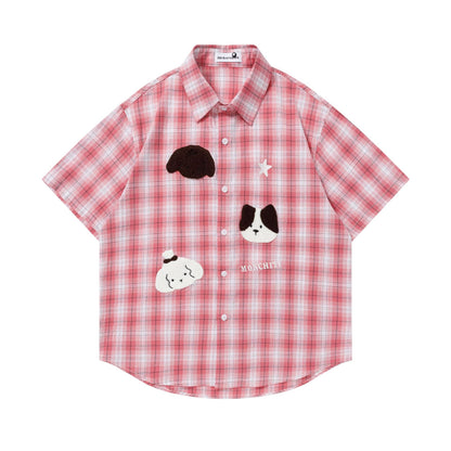 Cute Cartoon Printed Short Sleeve Shirt For Women | MuddyStock Originals Pink
