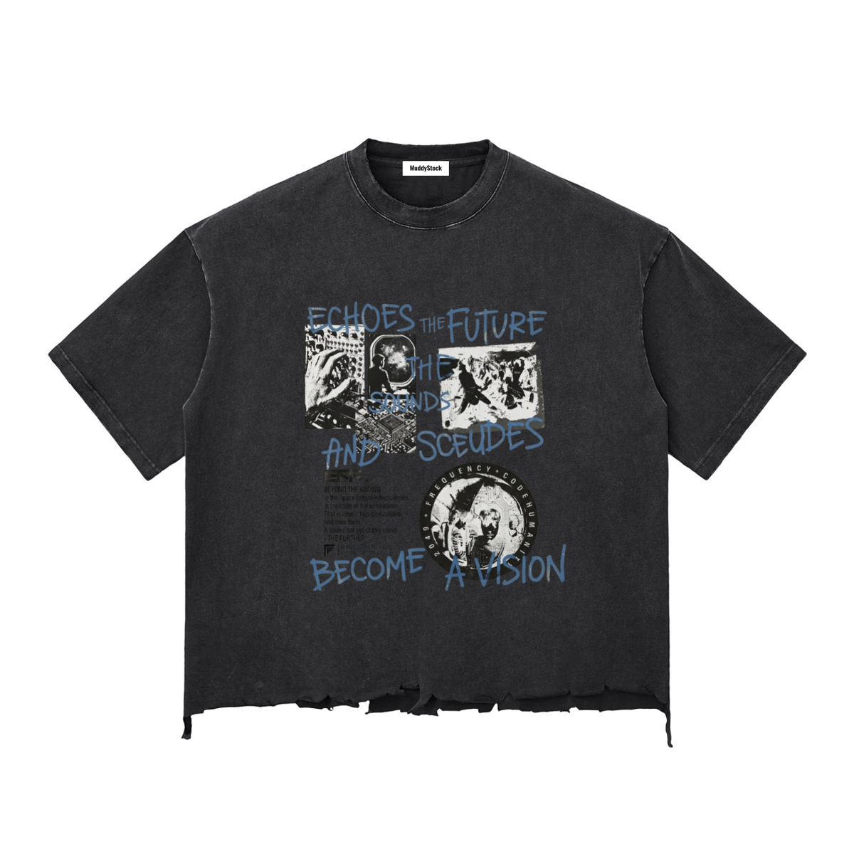 Snow Wash Raw-Hem Boxy T-shirt For Men | MuddyStock Originals Washed Black