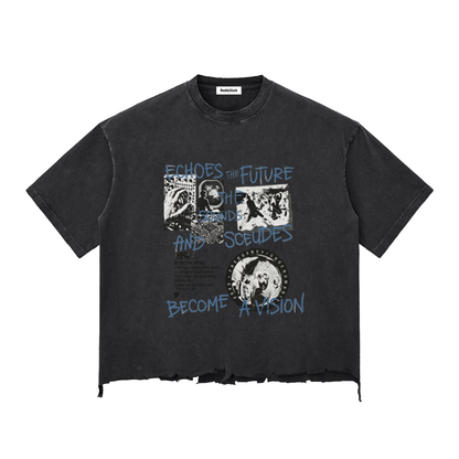 Snow Wash Raw-Hem Boxy T-shirt For Men | MuddyStock Originals Washed Black