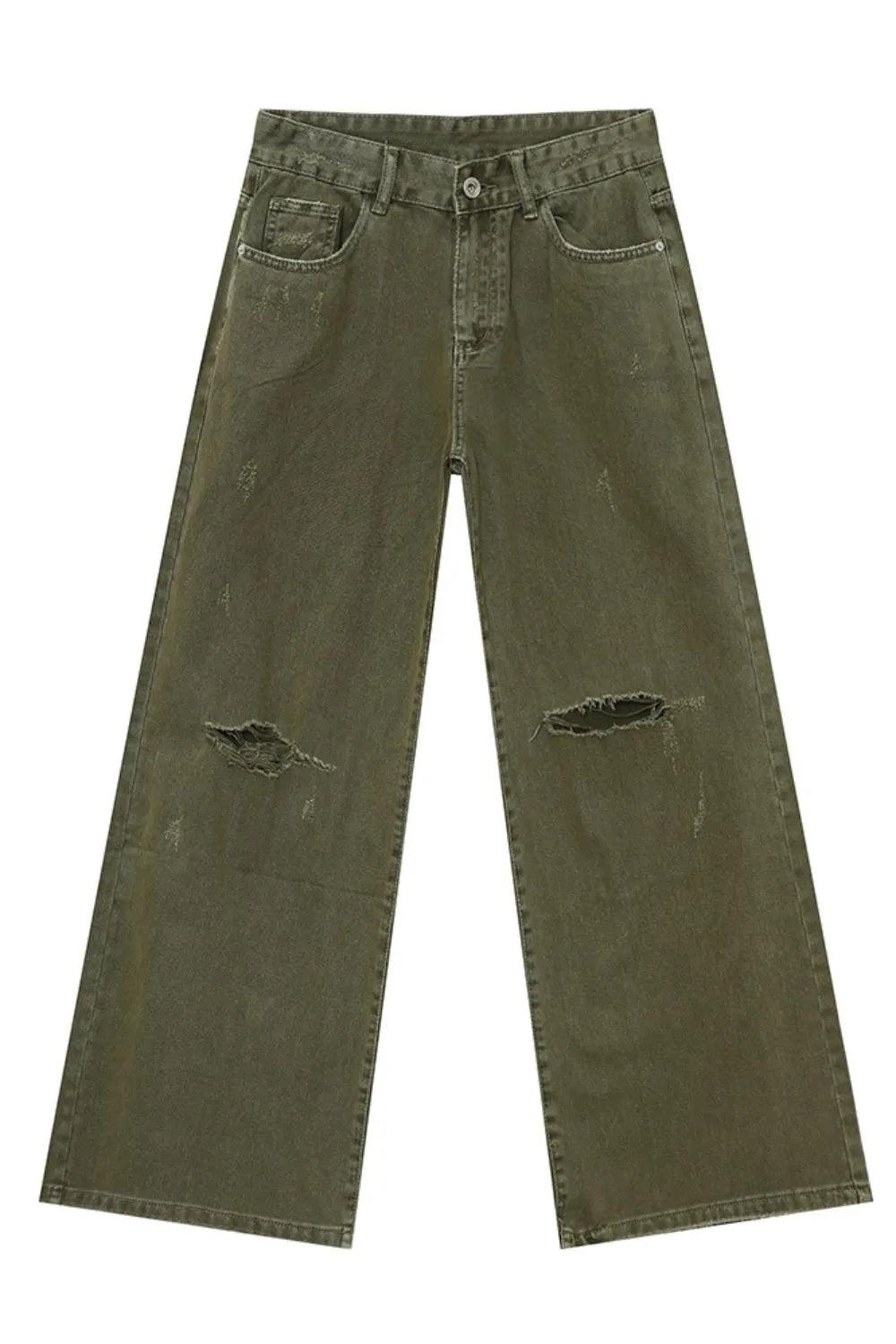 Distressed Wide Leg Jeans with Pockets For Men | MuddyStock Originals