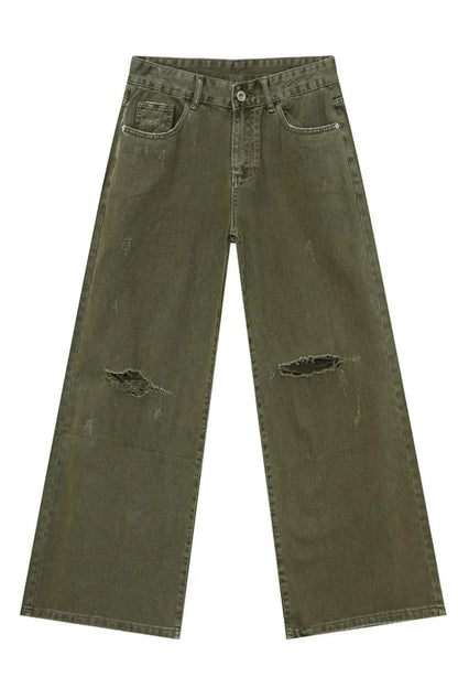 Distressed Wide Leg Jeans with Pockets For Men | MuddyStock Originals