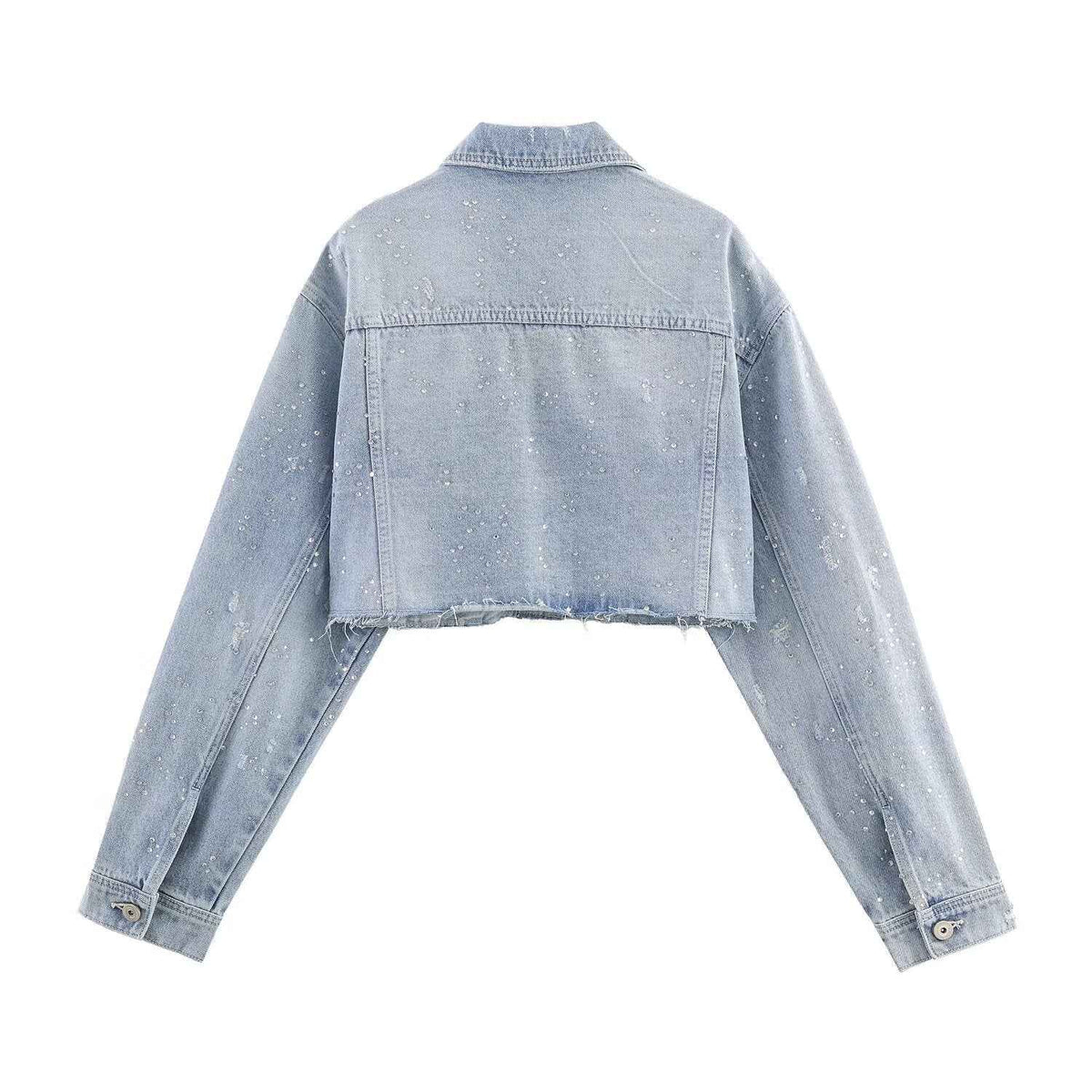 Denim Button Notched Collar Cropped Women's Jacket And Pants | MuddyStock Originals