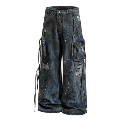 Splashing ink to make old dirty jeans for men | MuddyStock Originals