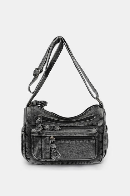 Adjustable Strap Denim Crossbody Bag For Women Dark One Size