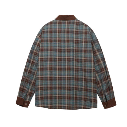 Retro patchwork plaid casual long sleeved shirt for men and women | MuddyStock Originals eprolo