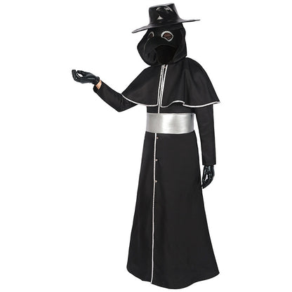 Medieval Steampunk Crow Dark Style Costume with Long Beak Mask For Halloween