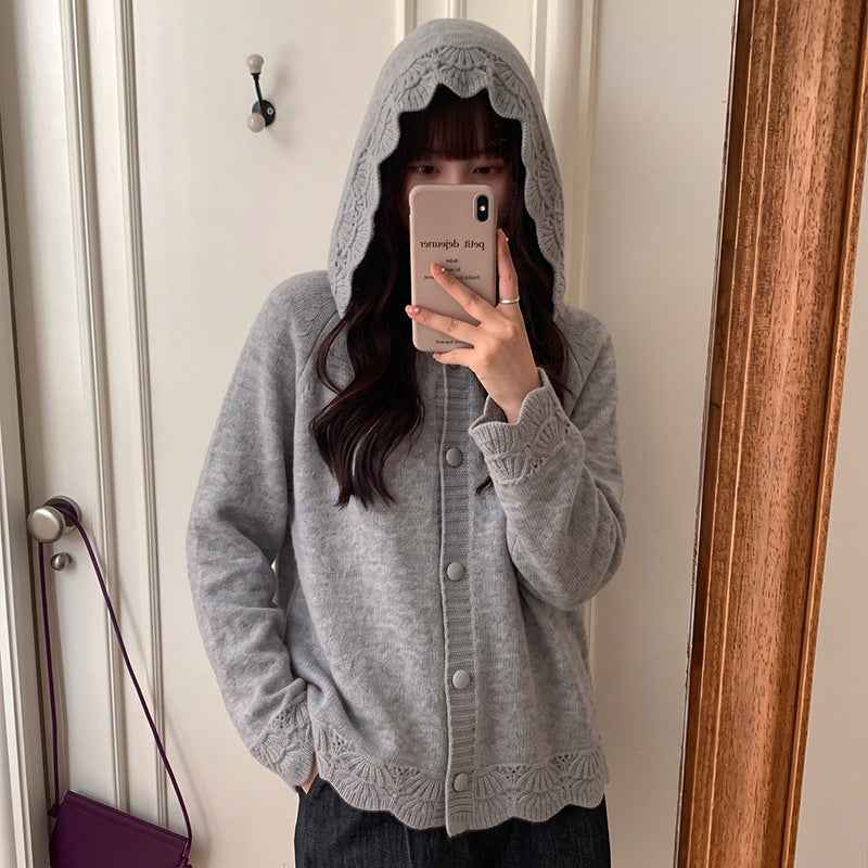 Hollow lace long sleeved hoodie for women | MuddyStock Originals