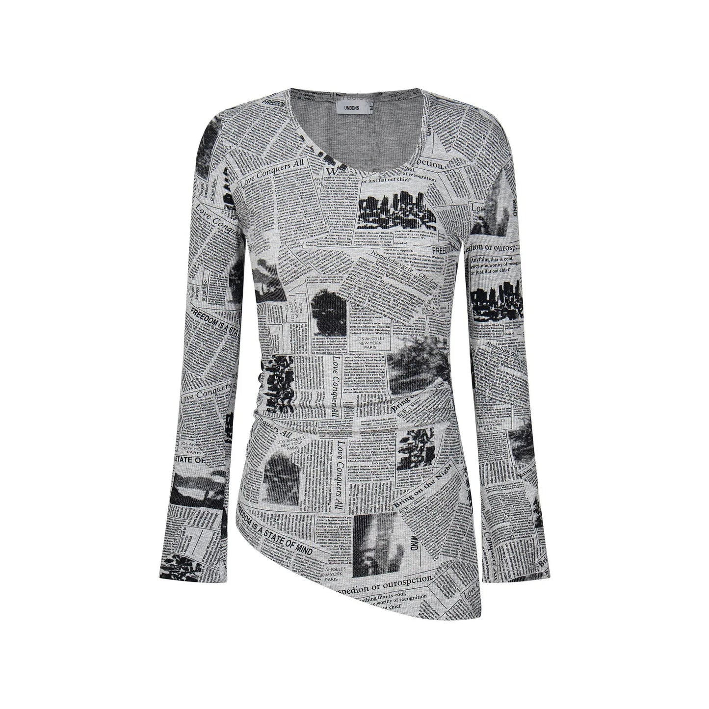 Slim fit semi open neck long sleeved top for women | MuddyStock Originals Gray eprolo
