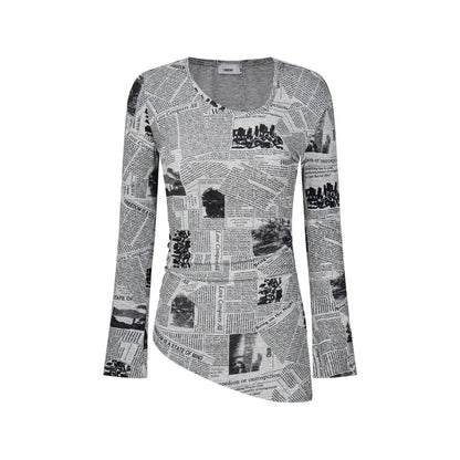 Slim fit semi open neck long sleeved top for women | MuddyStock Originals Gray eprolo