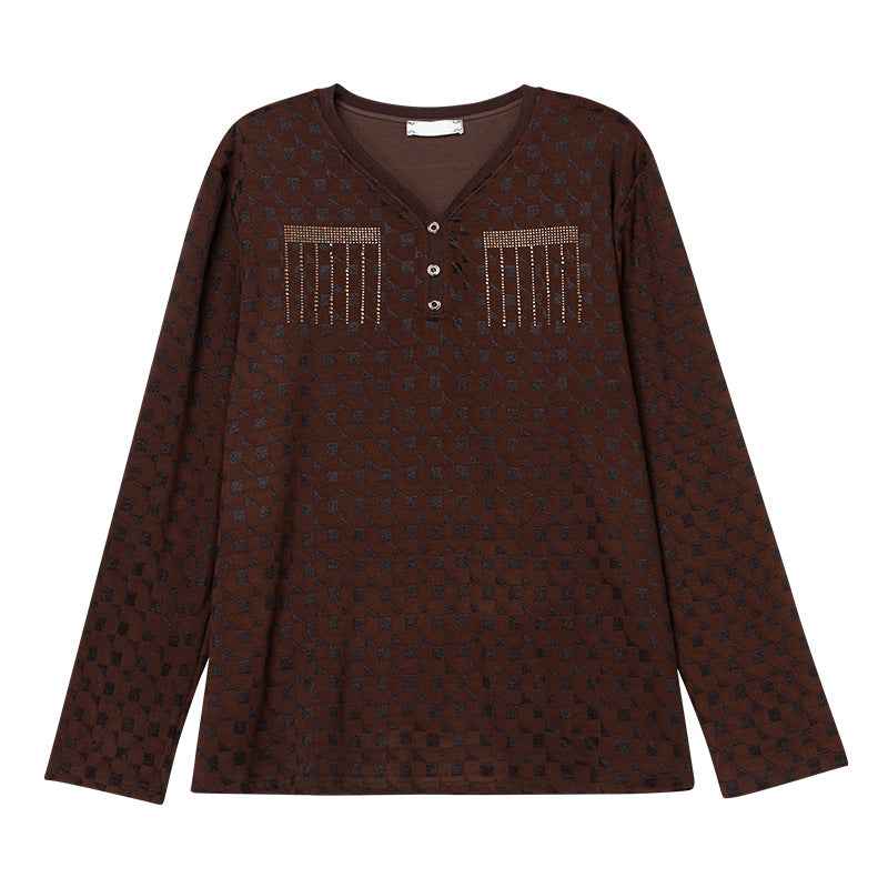 V-neck long sleeved T-shirt for women