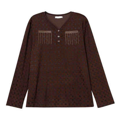 V-neck long sleeved T-shirt for women