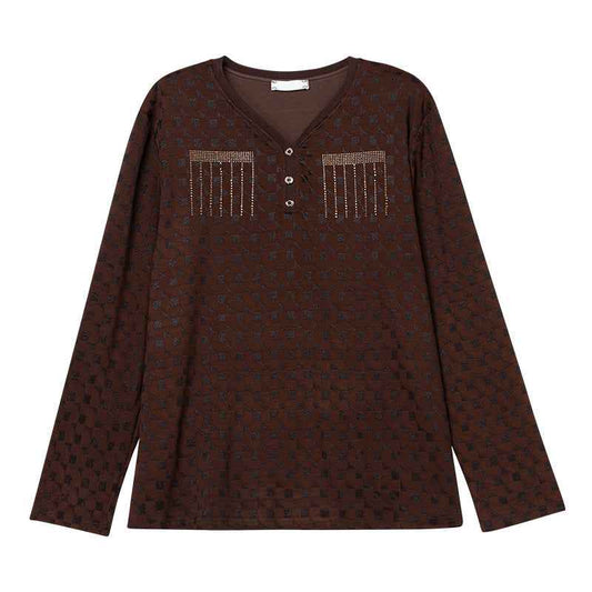 V-neck long sleeved T-shirt for women