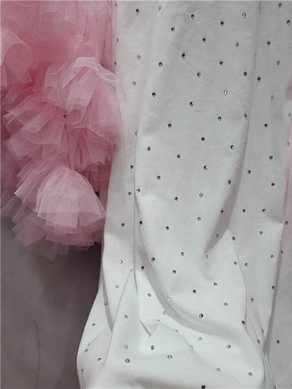 Women's loose T-shirt with spliced pink gauze | MuddyStock Originals MuddyStock