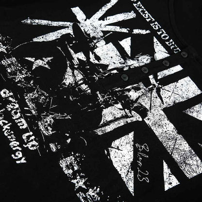 Abstract fuzzy printed fake two piece long sleeved T-shirt for men | MuddyStock Originals