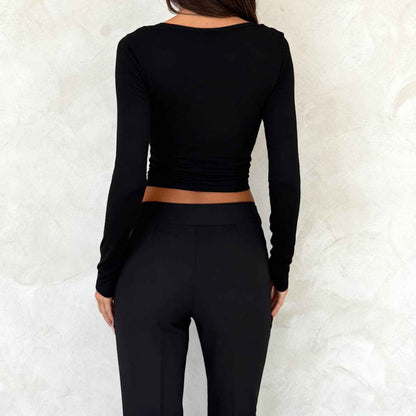 Lace patchwork fake two slim top | MuddyStock Originals