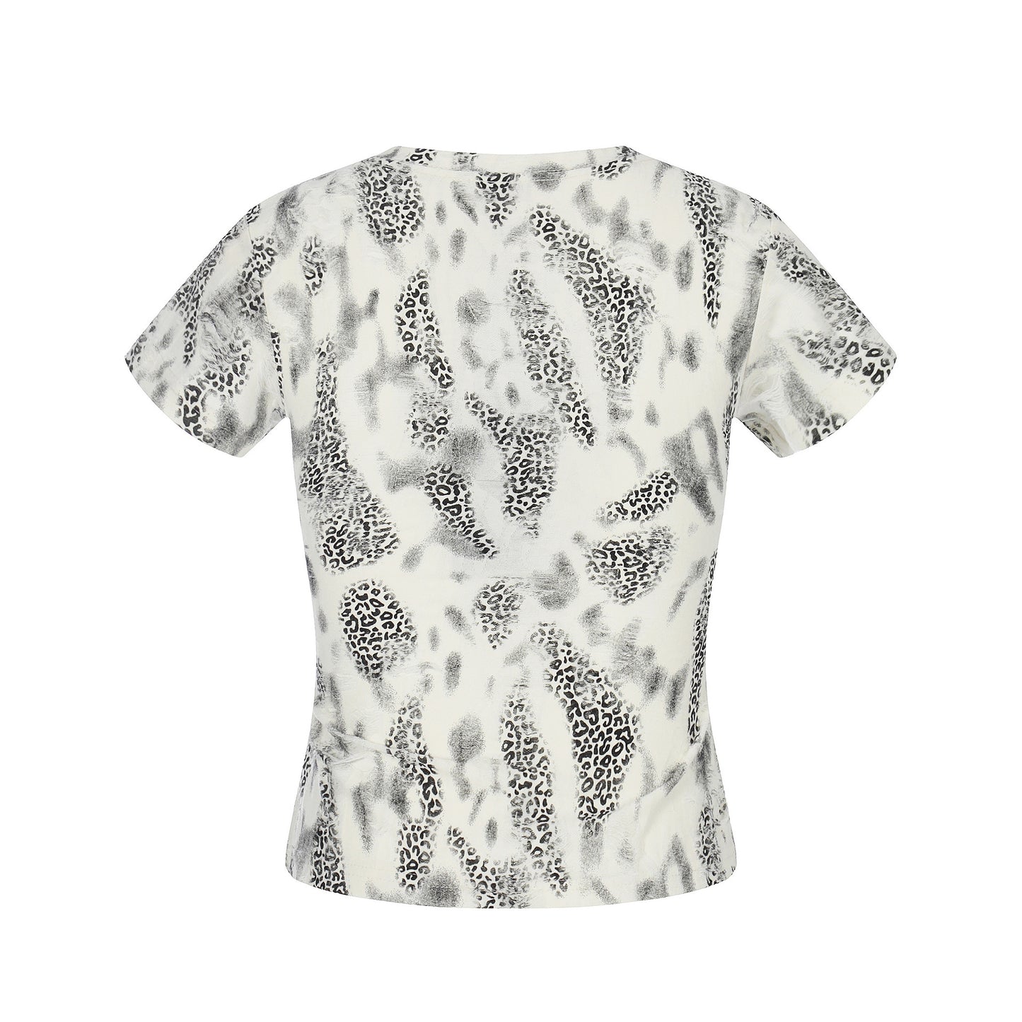 Distressed Leopard Print V-Neck Short Sleeve T-Shirt Top For Women | MuddyStock Originals