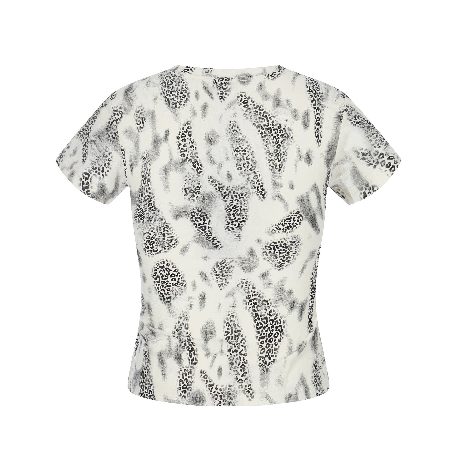 Distressed Leopard Print V-Neck Short Sleeve T-Shirt Top For Women | MuddyStock Originals