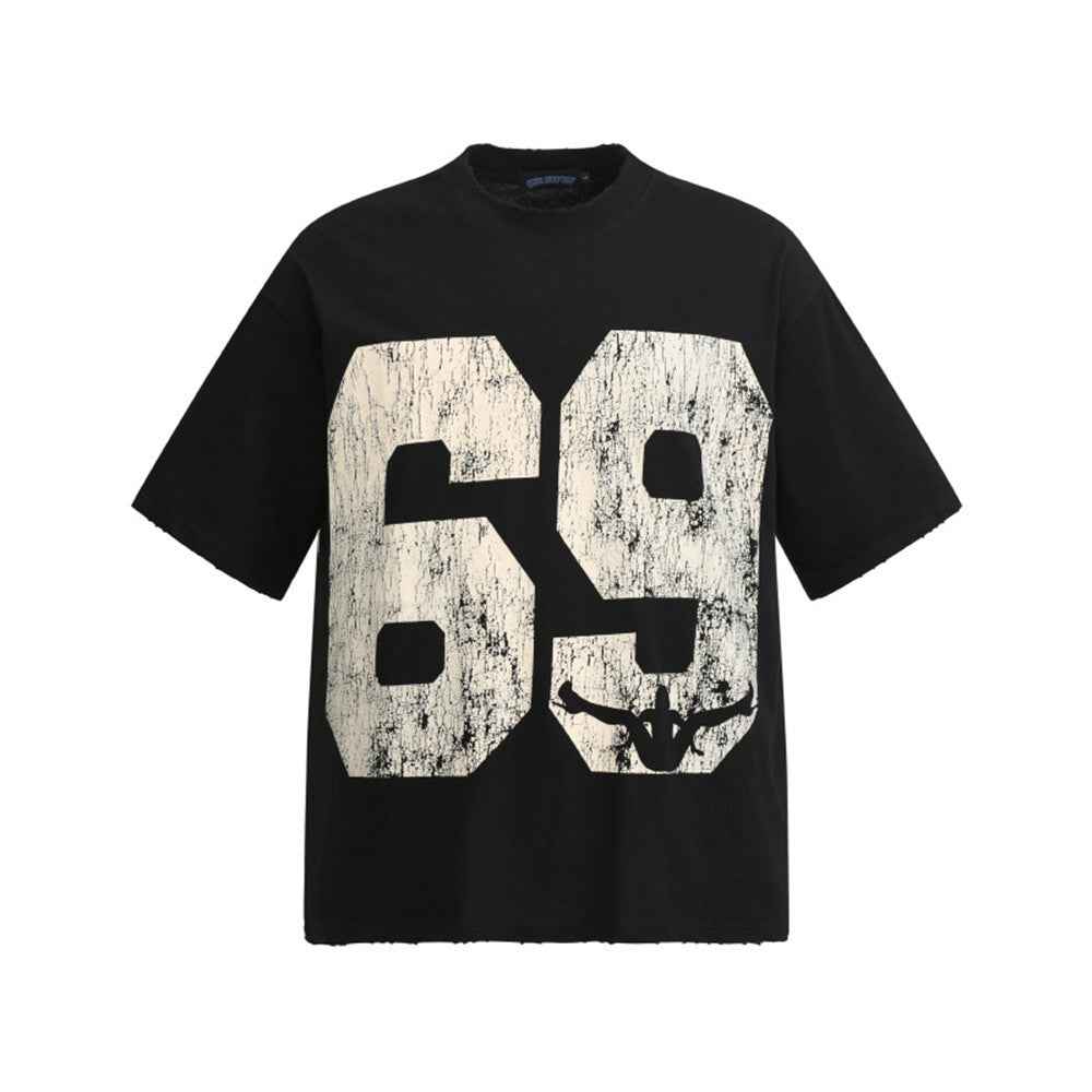 Abstract crowd printed short sleeved t-shirt