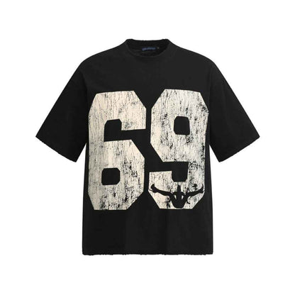Abstract crowd printed short sleeved t-shirt