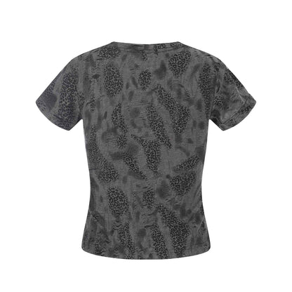 Distressed Leopard Print V-Neck Short Sleeve T-Shirt Top For Women | MuddyStock Originals