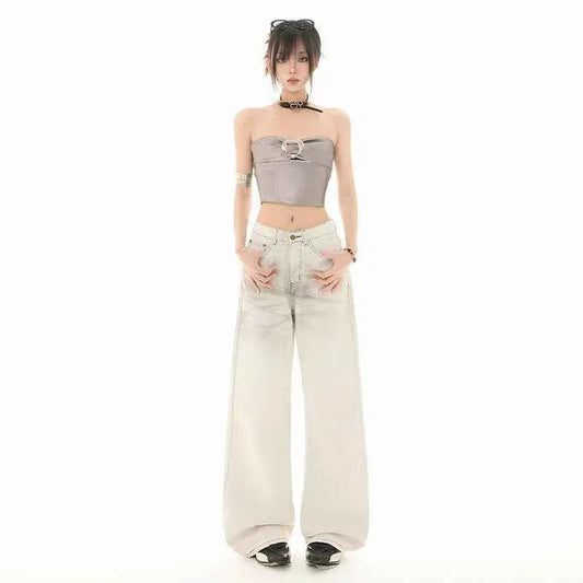 Loose Casual Wide-Leg Straight Leg Jeans For Women | MuddyStock Originals