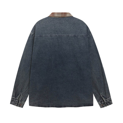 Retro Cartoon Embroidery Denim Long Sleeve Shirt For Women | MuddyStock Originals MuddyStock