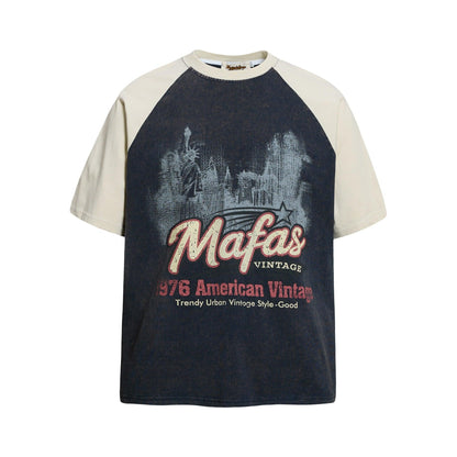City silhouette vintage short sleeves for men | MuddyStock Originals Blue