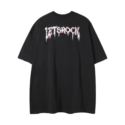 Streetwear Cartoon Cat Graffiti Letter T-Shirt with Necklace For Men And Women | MuddyStock Originals MuddyStock