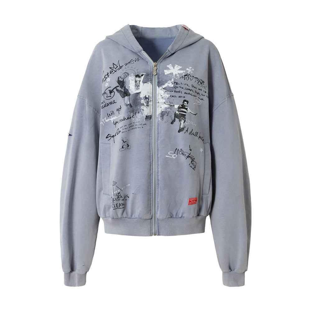 Graffiti letter loose hoodie for women | MuddyStock Originals Purple Blue
