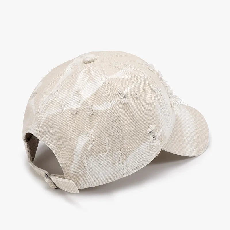 Distressed Adjustable Cotton Baseball Cap For Men And Women