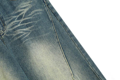 Washed Denim Loose Jeans For Men MuddyStock