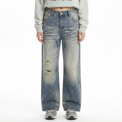 Whitewashed ripped denim pants for women | MuddyStock Originals