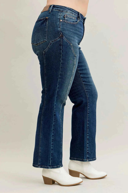 Judy Blue Full Size Seam Detail Straight Leg Jeans Plus Size For Women Trendsi