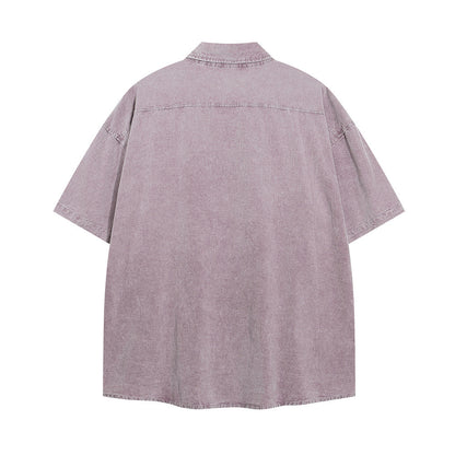 Letter Pocket Embroidered Casual Shirt For Men MuddyStock