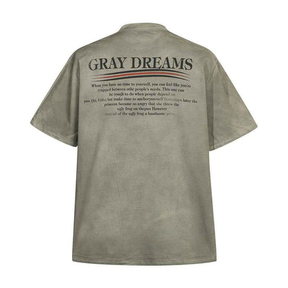 Men's Vintage Inkjet Tie-dye T-shirt Khaki null