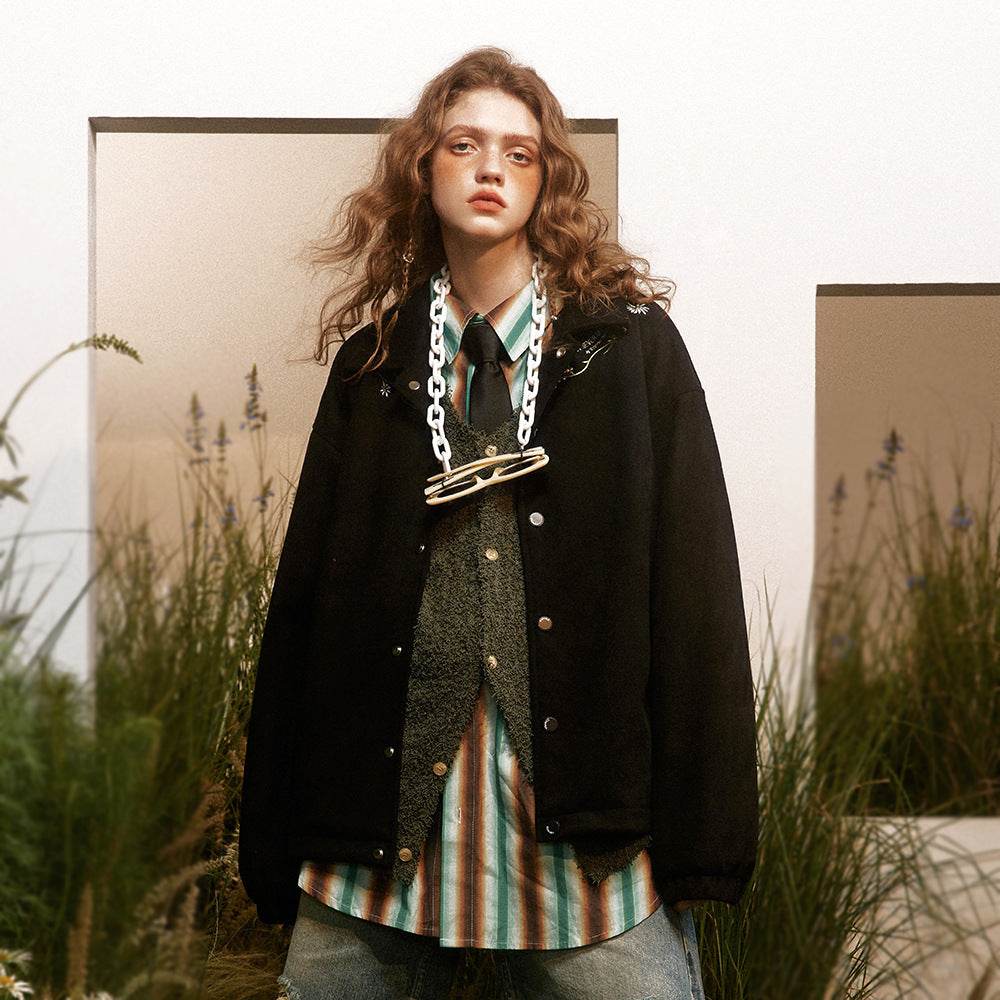 Letter Floral Embroidered Jacket For Men And Women MuddyStock
