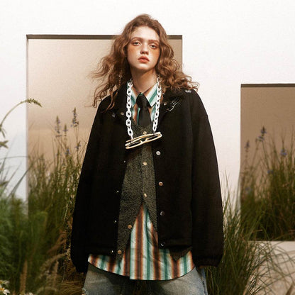 Letter Floral Embroidered Jacket For Men And Women MuddyStock