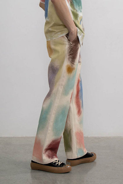 Ladies Fashion Straight Loose Hand Painted Painted Trousers MuddyStock