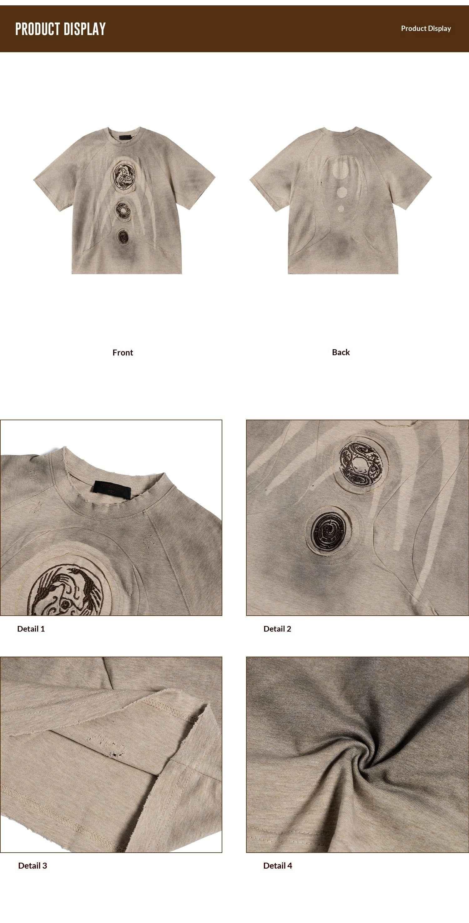 Casual Embroidered Earth-Tone T-Shirt For Men null