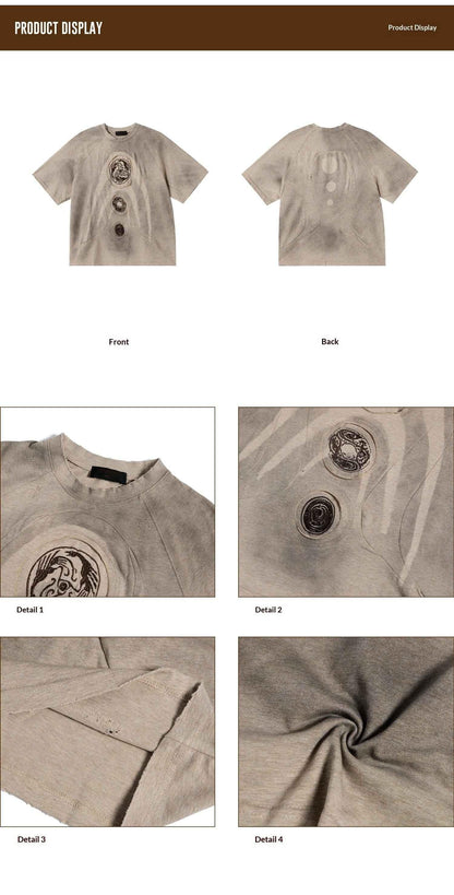 Casual Embroidered Earth-Tone T-Shirt For Men null