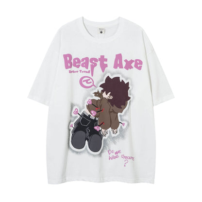 Cartoon Pattern Short Sleeve For Men And Women White MuddyStock
