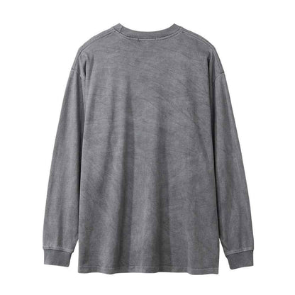Washed Old Long-sleeved T-shirt For Men null
