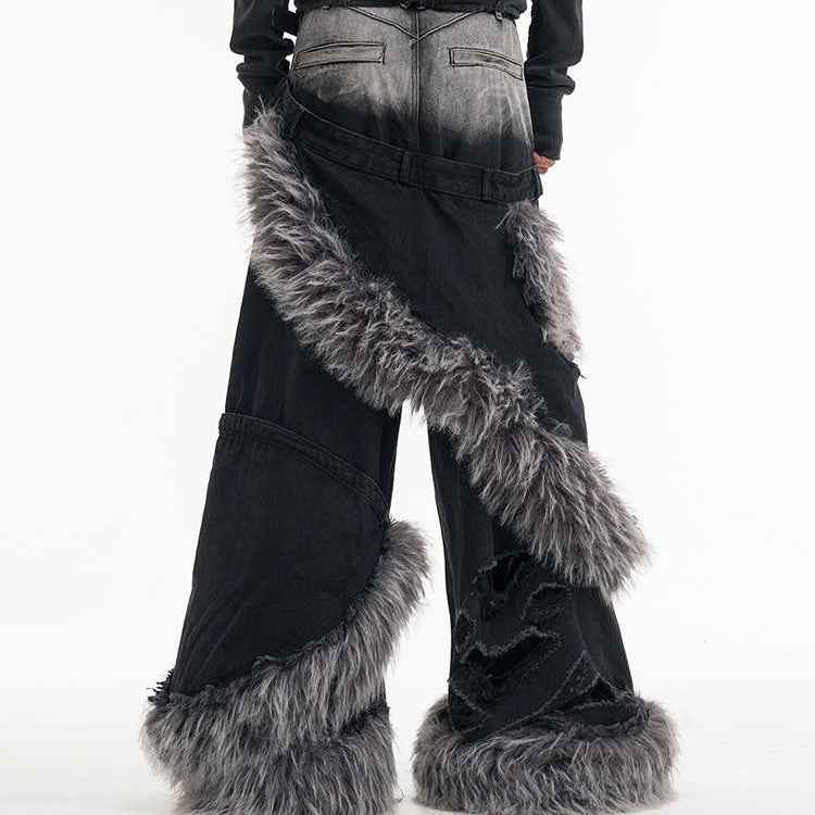 Fake Two-piece Jeans For Men Black null