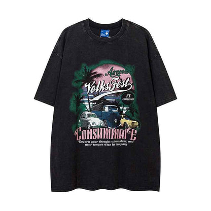 Fashion Oil Painting Cartoon Short Sleeve T-shirt For Men And Women MuddyStock