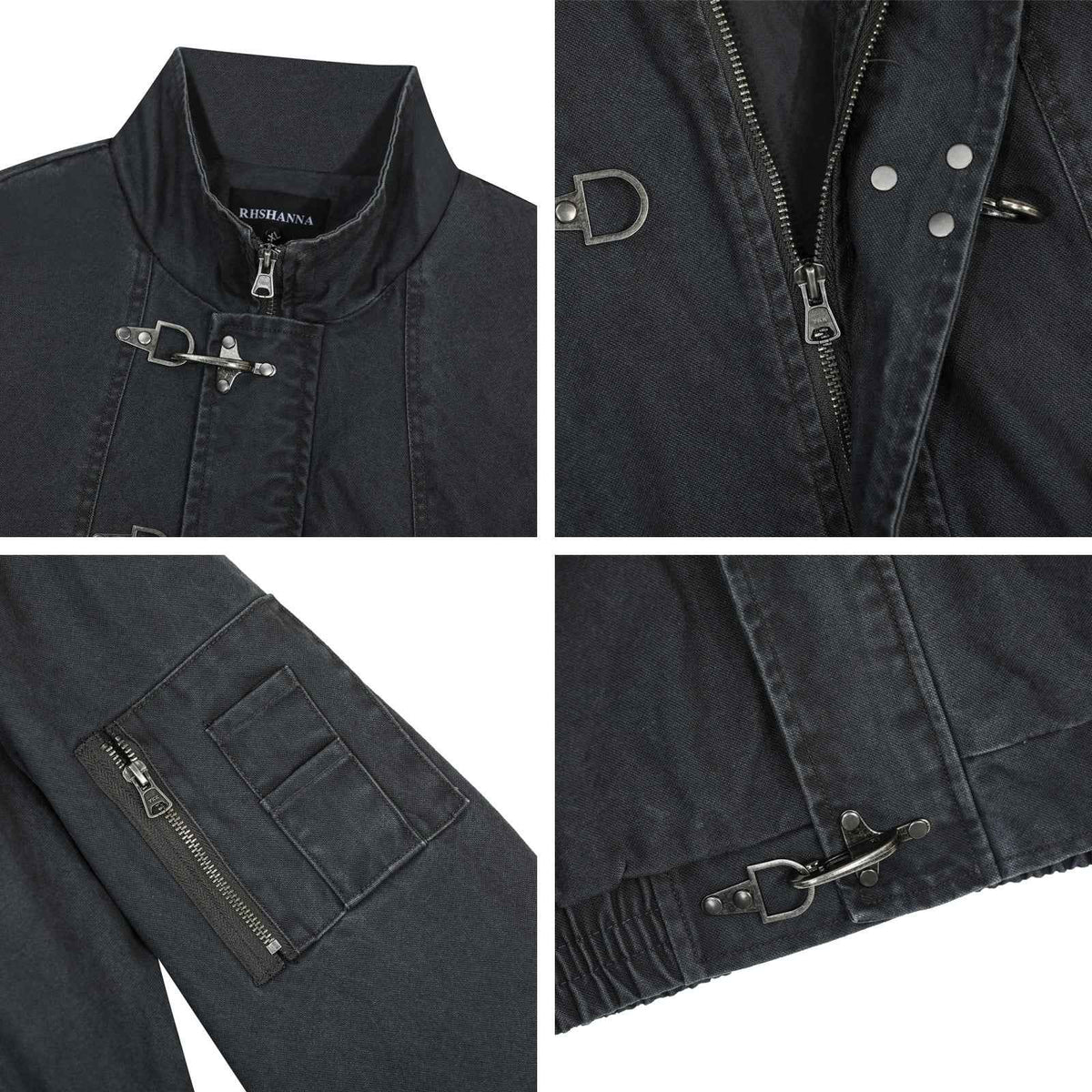 American Retro High-end Washed Vintage Design Stand-collar Casual Jacket For Men